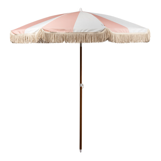 Load image into Gallery viewer, Summerland Beach Umbrella - Pink Salt Stripe

