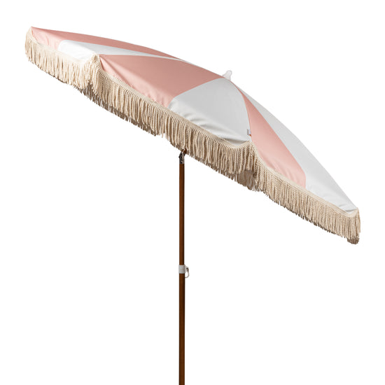 Load image into Gallery viewer, Summerland Beach Umbrella - Pink Salt Stripe
