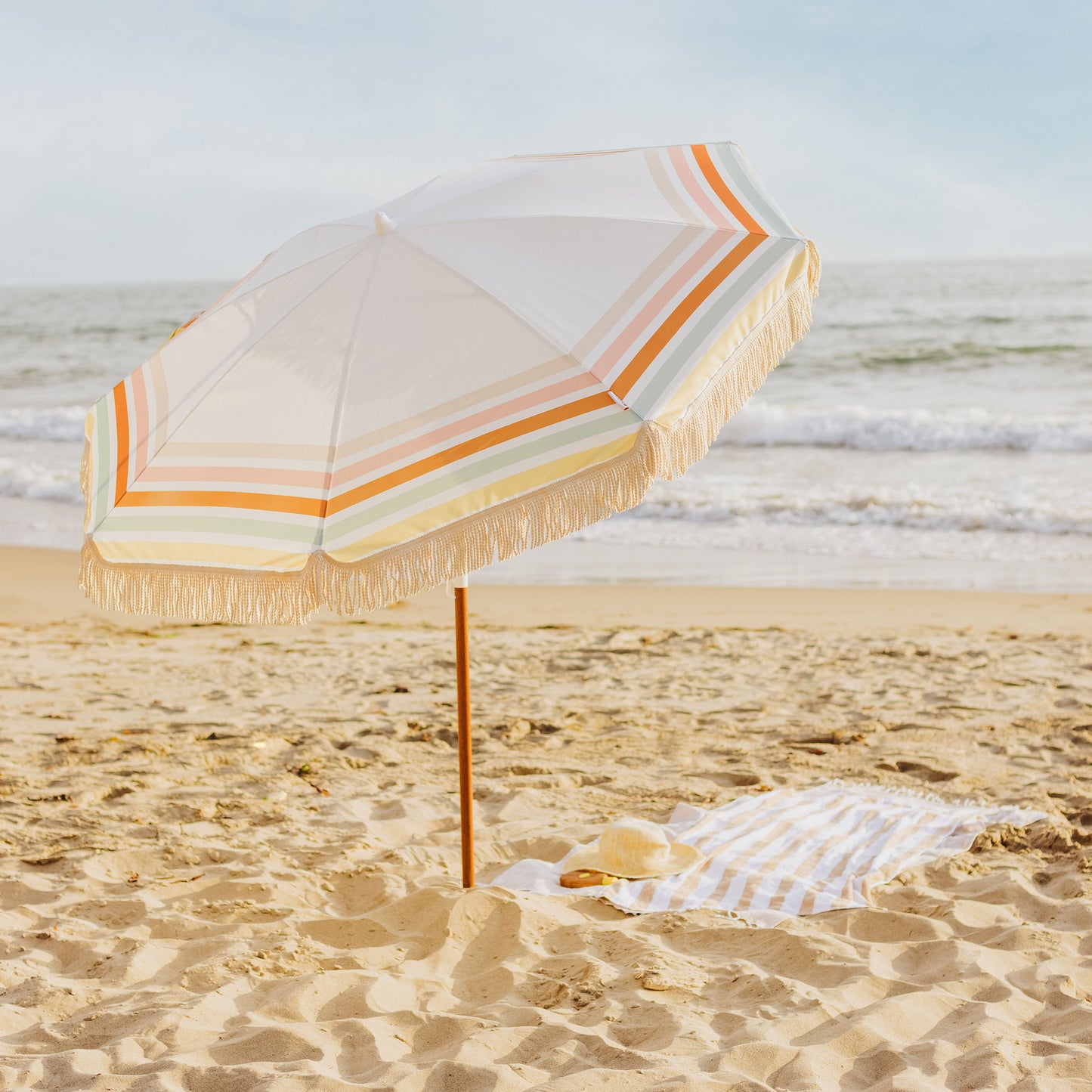 Load image into Gallery viewer, Summerland Beach Umbrella - Waikiki Stripes
